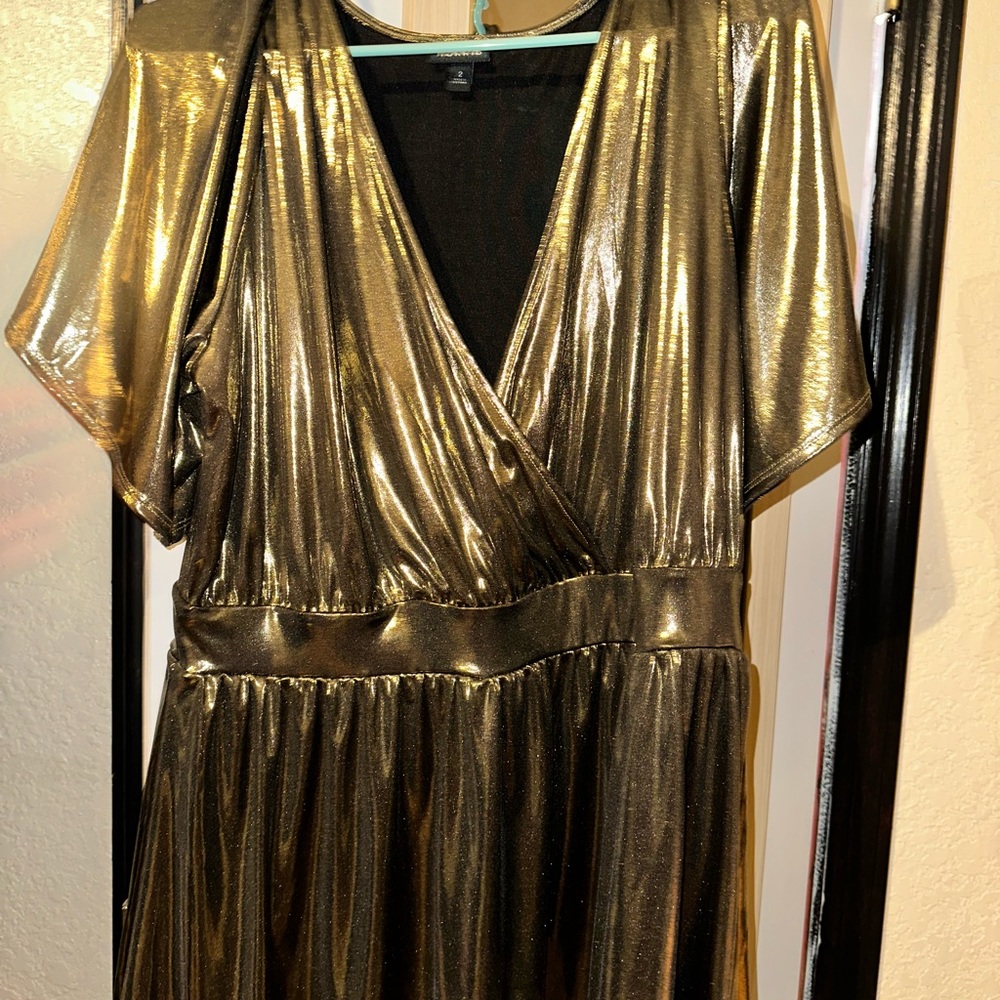 Gold Metallic Wrap Dress